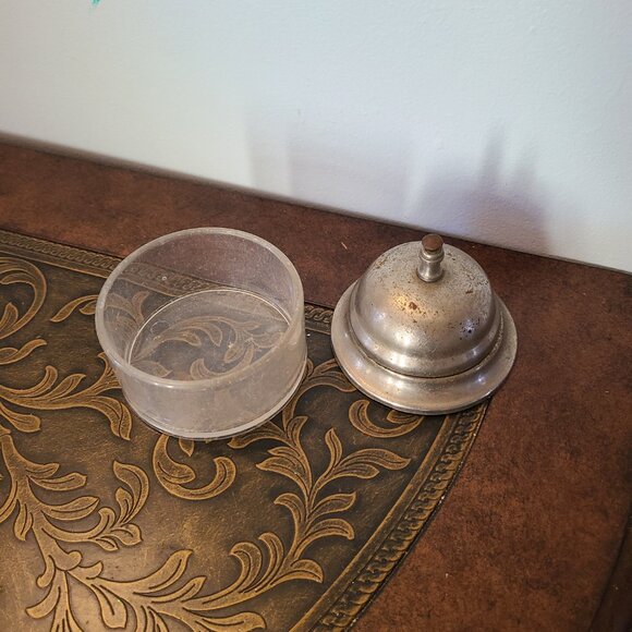 VTG Bell Desk Hotel Service Counter Front Table VTG Patina Container Underneath - Picture 3 of 6